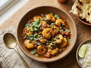 Shrimp Masala curry served at X On Earth