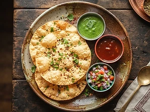 Crisp Papadam lentil wafers served at X On Earth