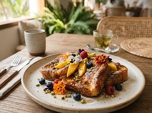 French Toast served in ceramic tableware