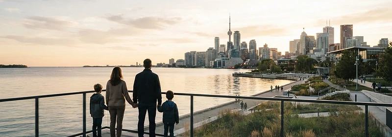 Canadian waterfront at golden hour