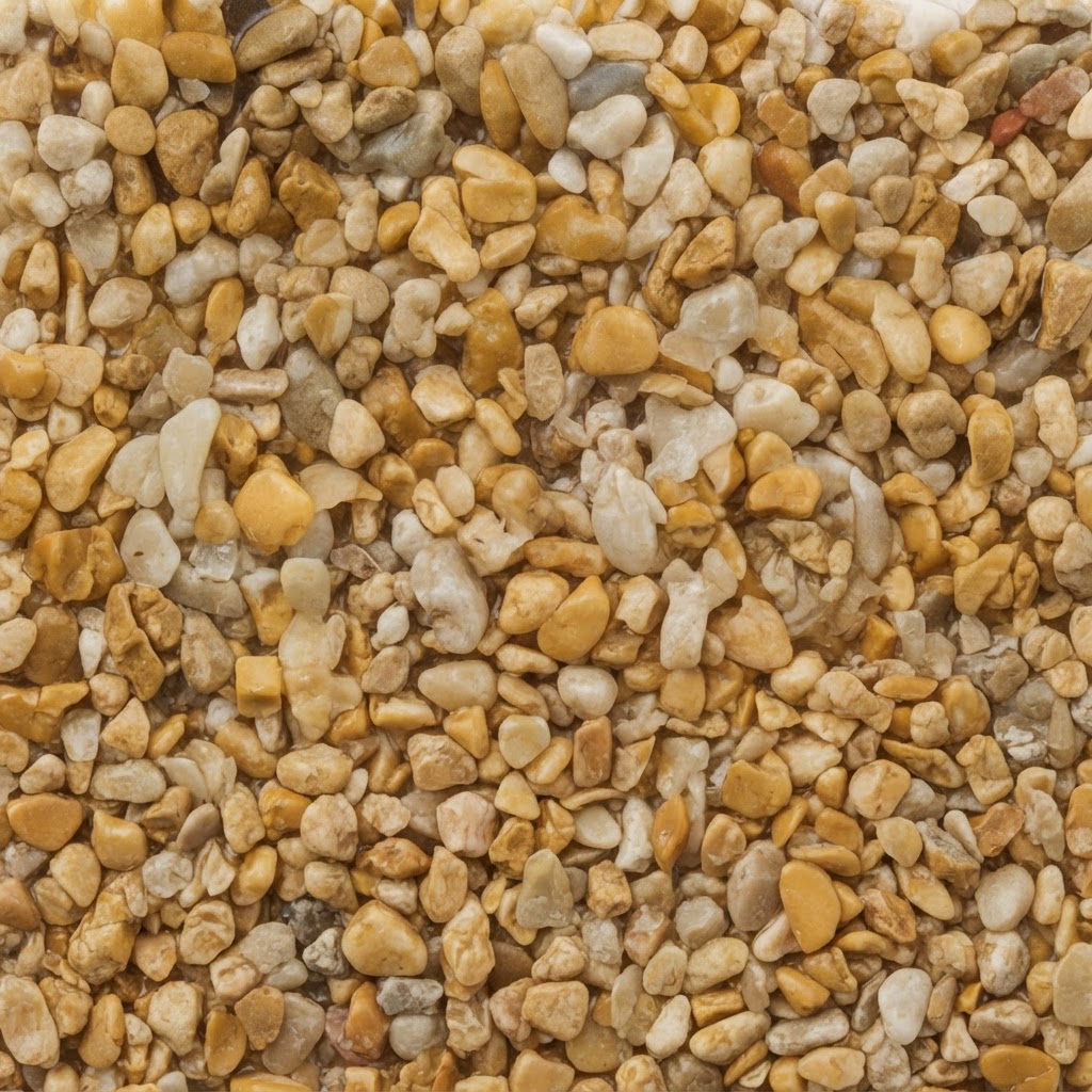 Detailaufnahme eines Steinteppich in exklusivem Giallo Siena Naturstein