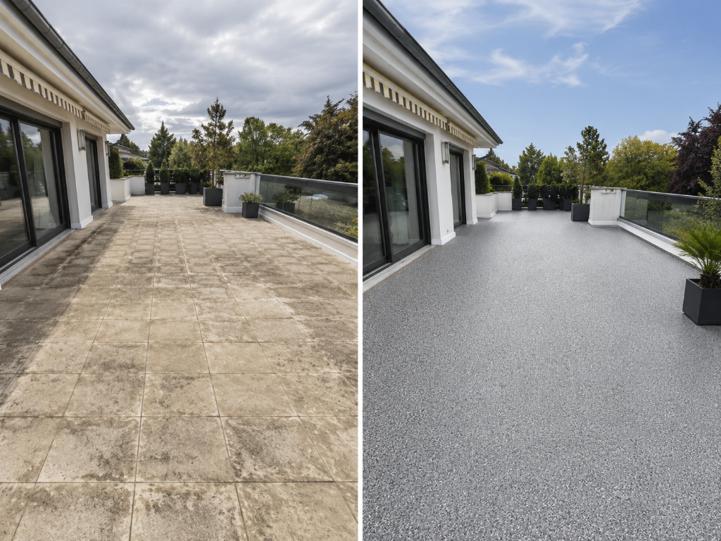 Steinteppich Terrasse Freiburg – fugenloser Terrassenbelag von FV Fliesen