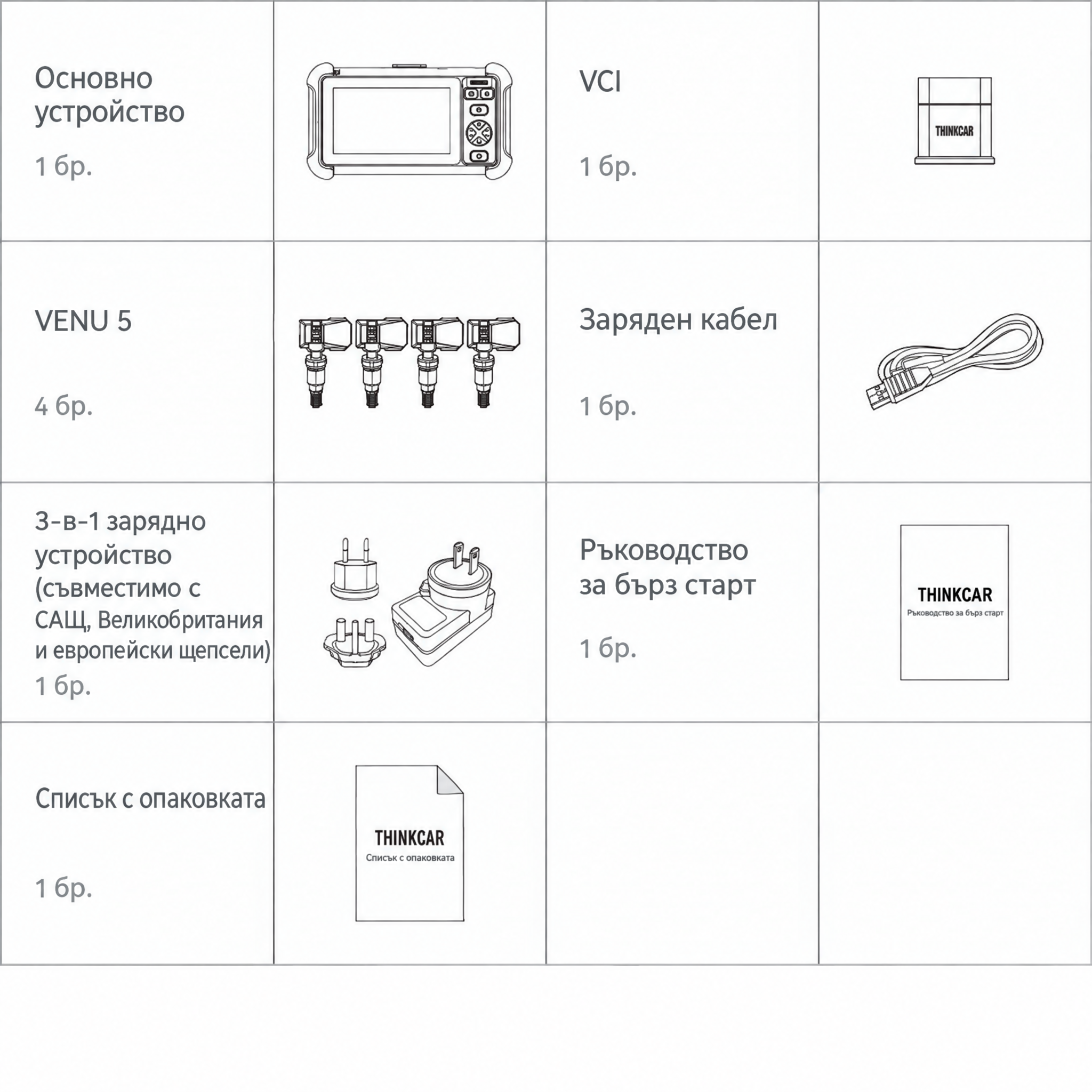 THINKCAR VENU VT5, Професионален уред за диагностика на TPMS и превозни средства, меню на БГ, пълна функционалност за TPMS, CAN FD протокол, безплатни доживотни ъпдейти