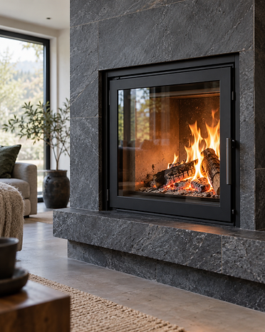 Camino moderno con vetro ceramico frontale