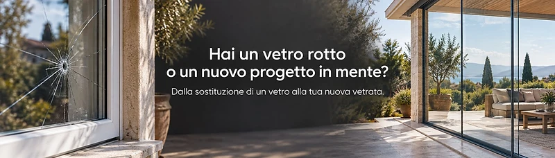 Sostituzione di un vetro rotto e nuova vetrata su un terrazzo