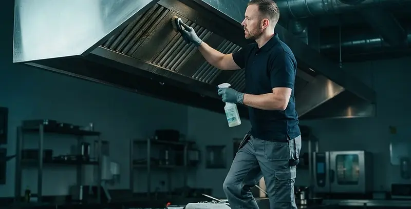 Commercial kitchen extraction canopy and ductwork