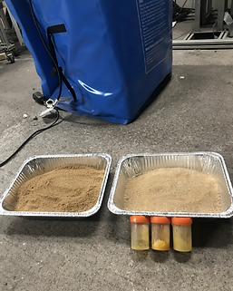 Recovered granular solids and vials of extracted fat from DAF sludge — LaNova bench characterization
