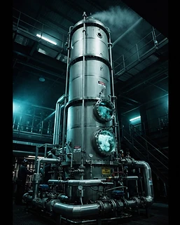 Industrial CO2 treatment column in a wastewater processing facility