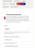 33Previews privacy policy on tablet