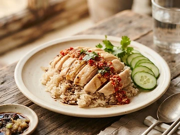Chicken Rice Chilli Poached Chicken
