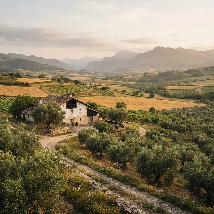 Fotografía de contexto: paisaje agrícola en el rural español.