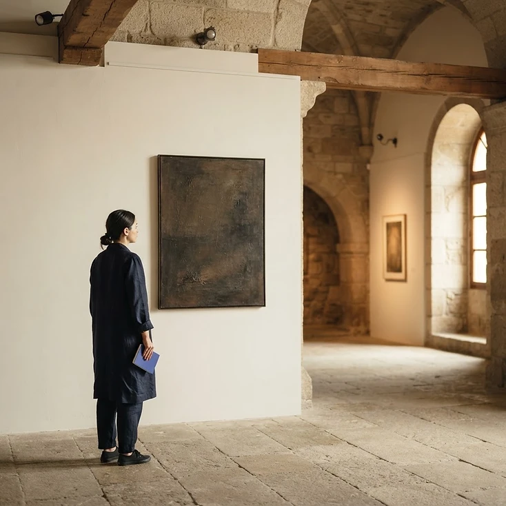 Fotografía de contexto: sala de exposición cultural en un edificio histórico.