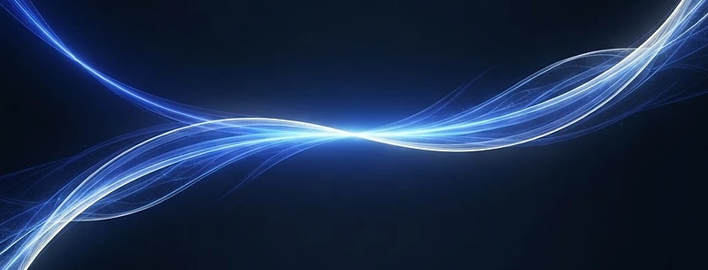 Dos corrientes de luz convergen en una sola, simbolizando la unión de la tecnología y la financiación