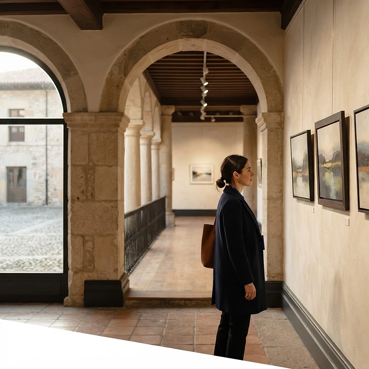 Fotografía de contexto: sala de exposición cultural en un edificio histórico.