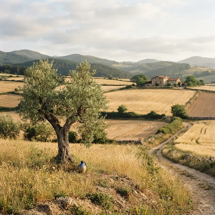 Fotografía de contexto: paisaje agrícola en el rural español.