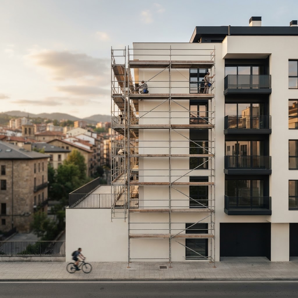 Fotografía de contexto: edificio residencial moderno en una ciudad española.