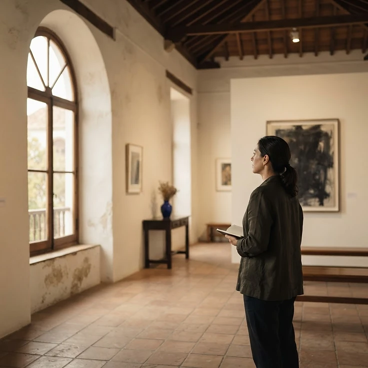 Fotografía de contexto: sala de exposición cultural en un edificio histórico.