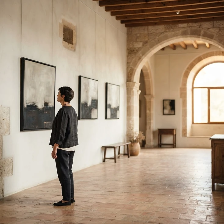 Fotografía de contexto: sala de exposición cultural en un edificio histórico.