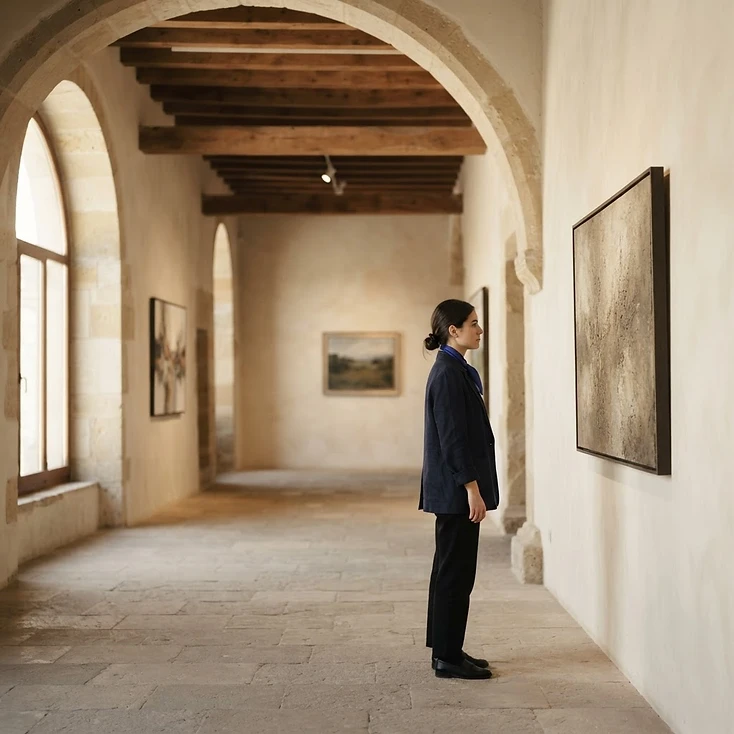 Fotografía de contexto: sala de exposición cultural en un edificio histórico.
