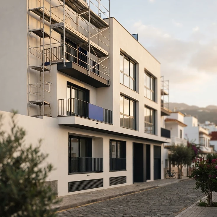 Fotografía de contexto: edificio residencial moderno en una ciudad española.
