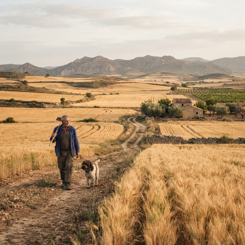 Fotografía de contexto: paisaje agrícola en el rural español.