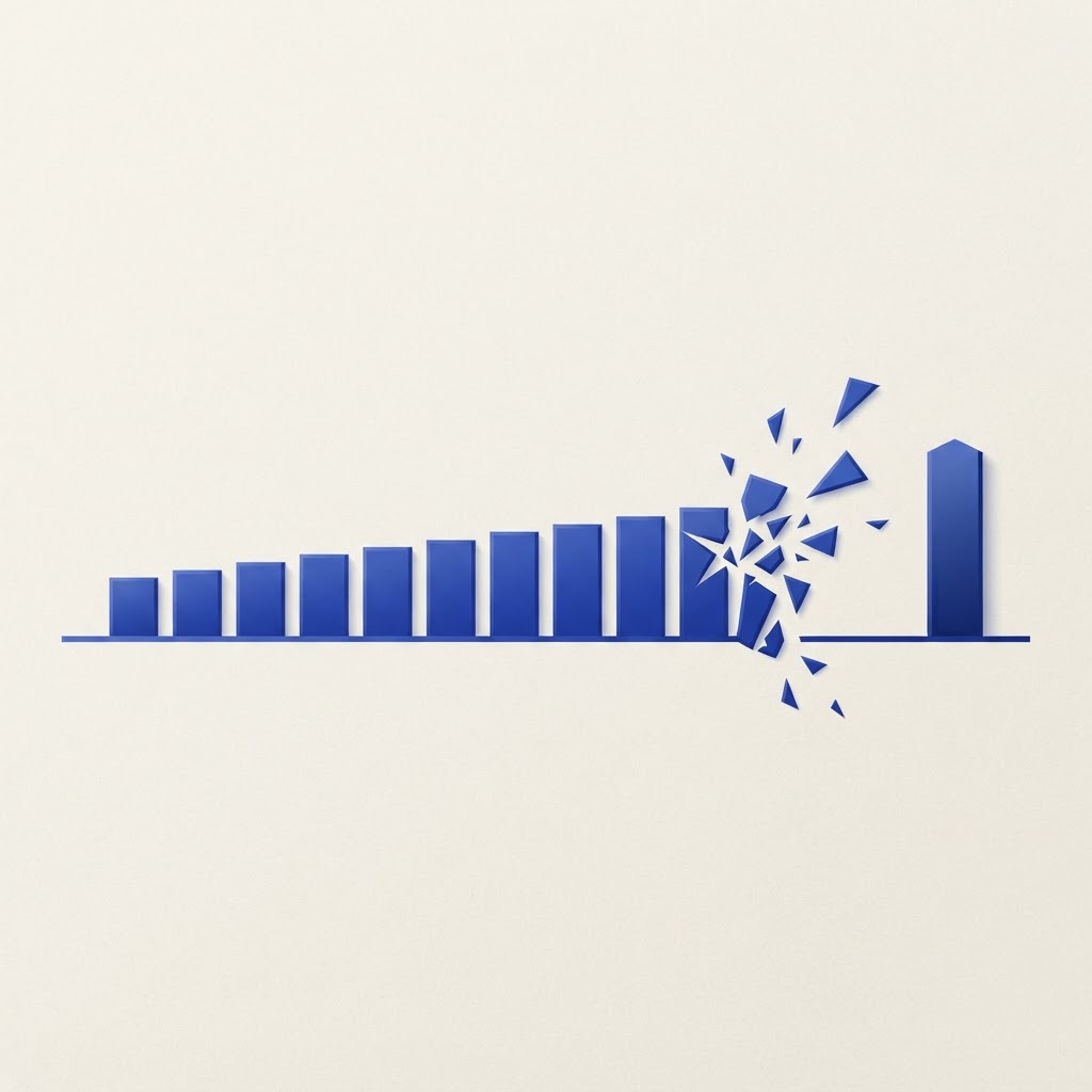 Ilustración abstracta de una línea temporal geométrica interrumpida que representa el plazo de un procedimiento administrativo.