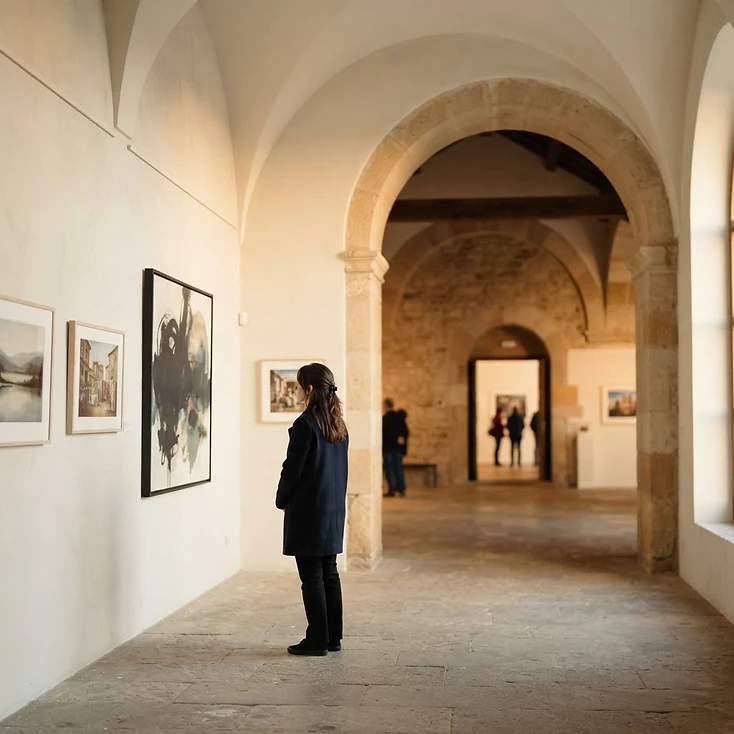 Fotografía de contexto: sala de exposición cultural en un edificio histórico.