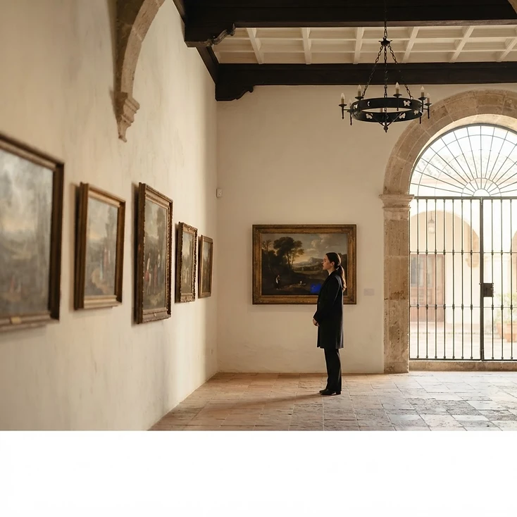 Fotografía de contexto: sala de exposición cultural en un edificio histórico.