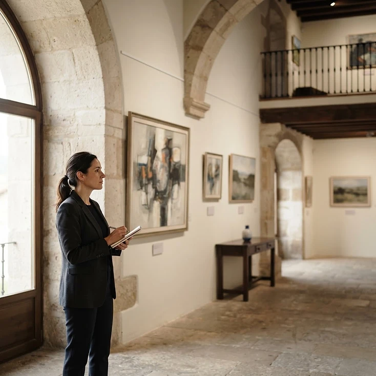 Fotografía de contexto: sala de exposición cultural en un edificio histórico.
