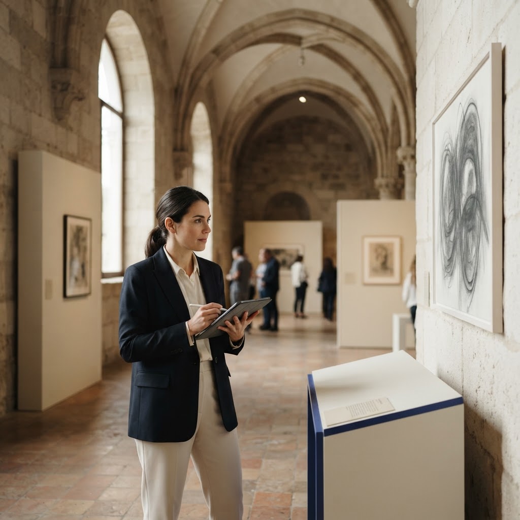 Fotografía de contexto: sala de exposición cultural en un edificio histórico.