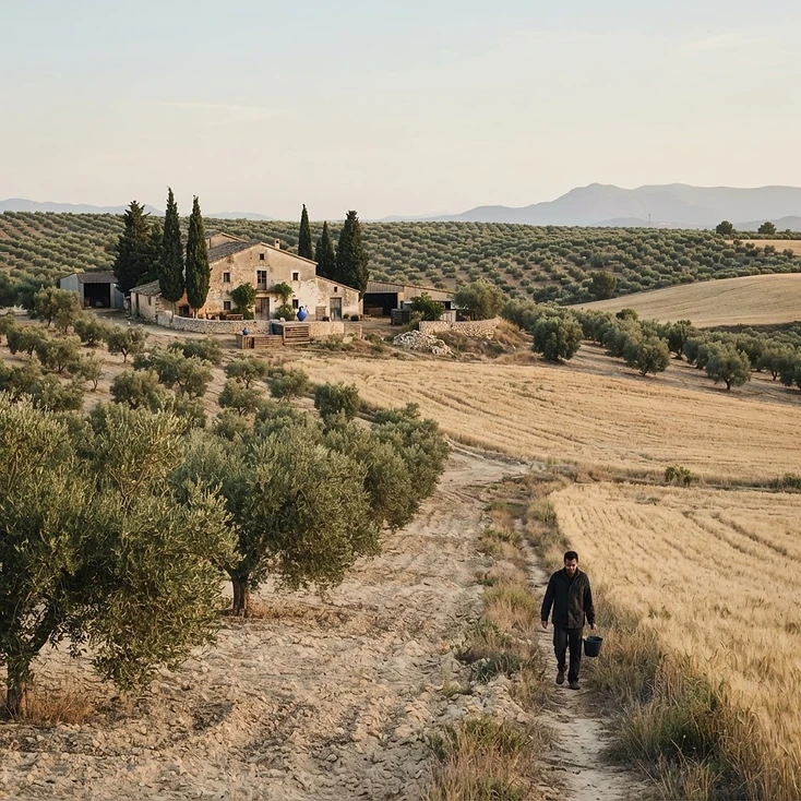 Fotografía de contexto: paisaje agrícola en el rural español.