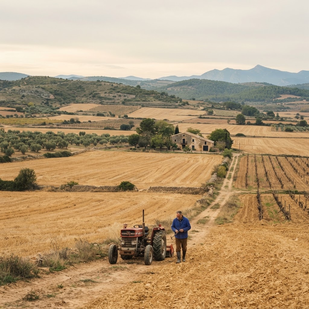 Fotografía de contexto: paisaje agrícola en el rural español.