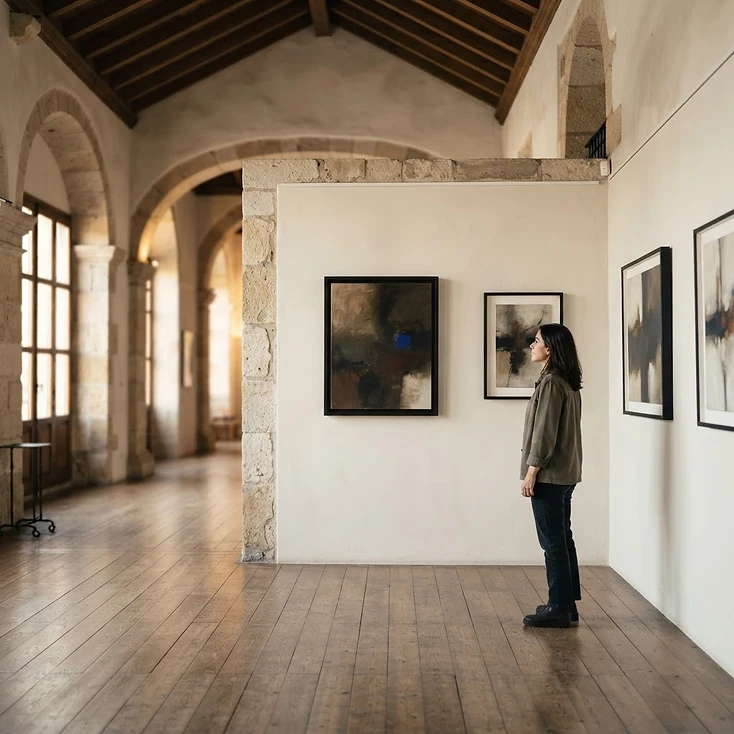 Fotografía de contexto: sala de exposición cultural en un edificio histórico.