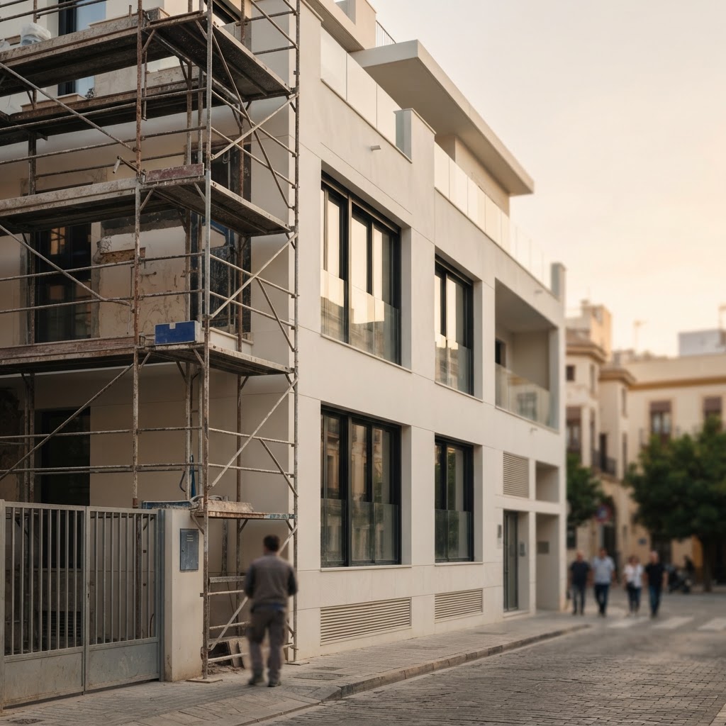 Fotografía de contexto: edificio residencial moderno en una ciudad española.