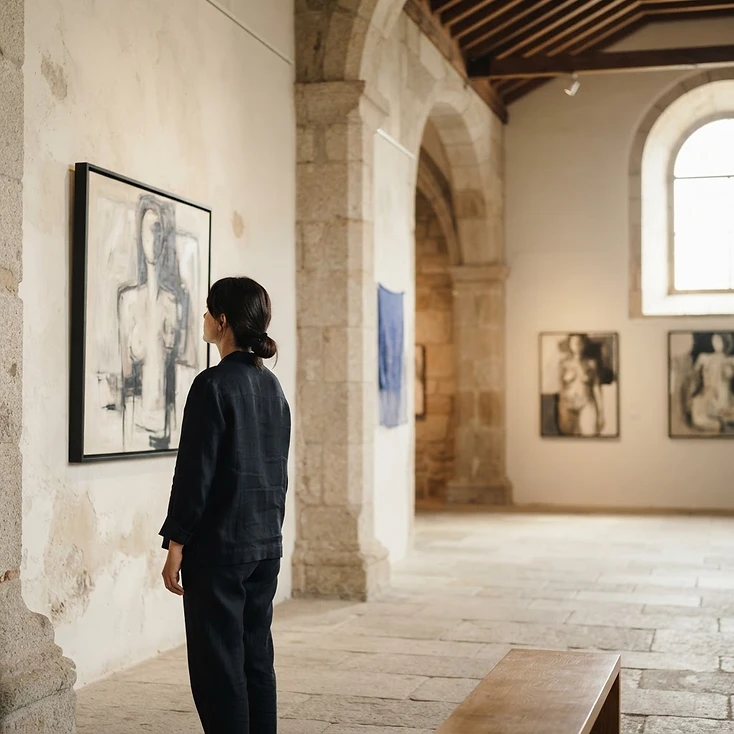 Fotografía de contexto: sala de exposición cultural en un edificio histórico.