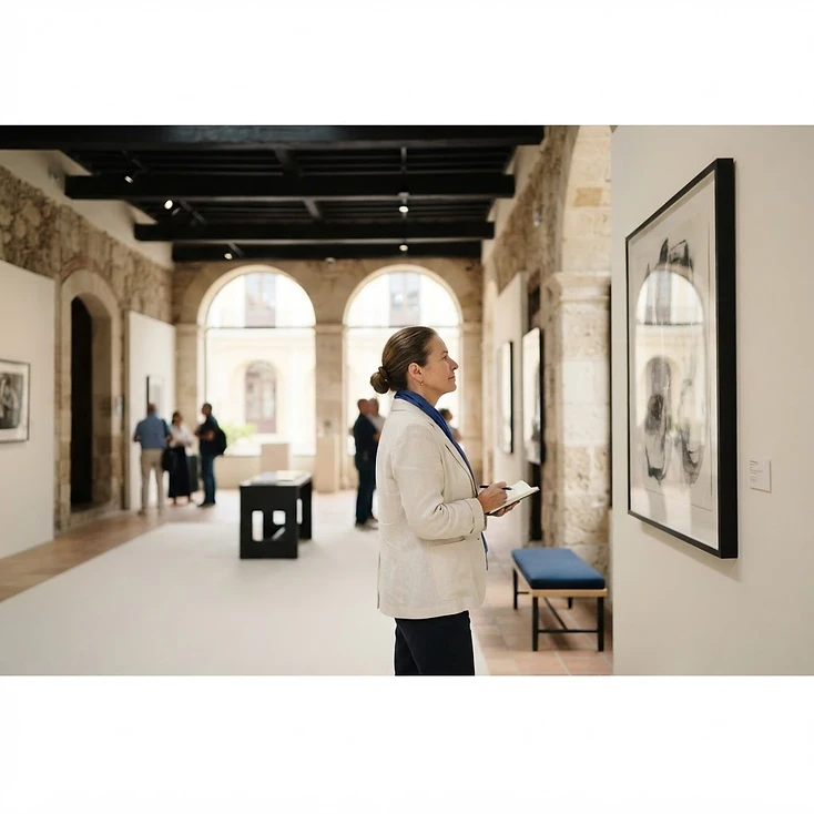Fotografía de contexto: sala de exposición cultural en un edificio histórico.