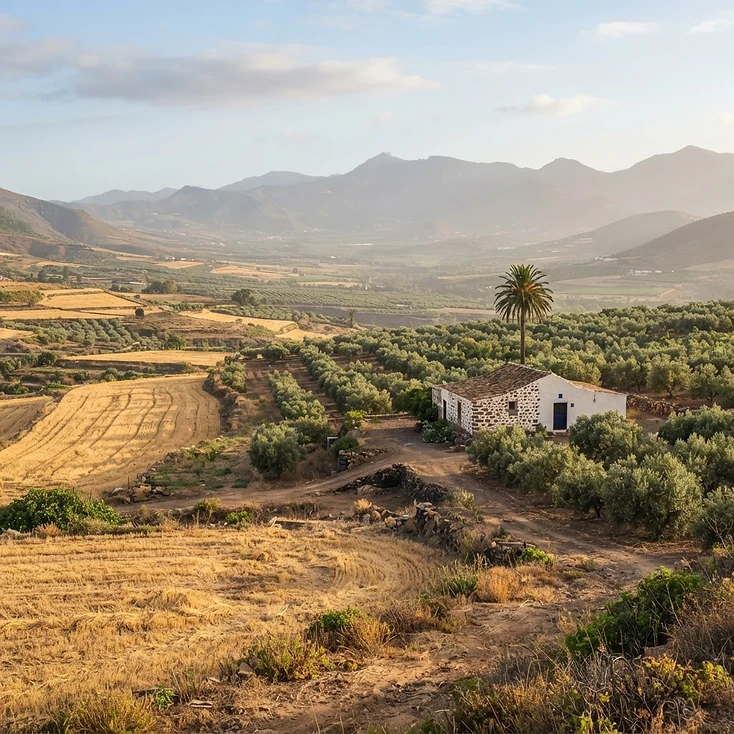 Fotografía de contexto: paisaje agrícola en el rural español.