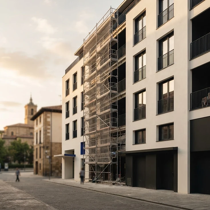 Fotografía de contexto: edificio residencial moderno en una ciudad española.