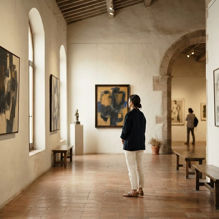 Fotografía de contexto: sala de exposición cultural en un edificio histórico.
