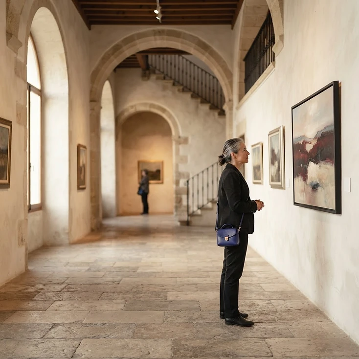Fotografía de contexto: sala de exposición cultural en un edificio histórico.
