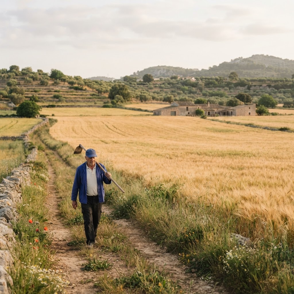 Fotografía de contexto: paisaje agrícola en el rural español.