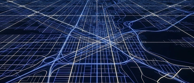 Flujos de luz sobre una trama urbana, la financiación pública fluyendo por el país