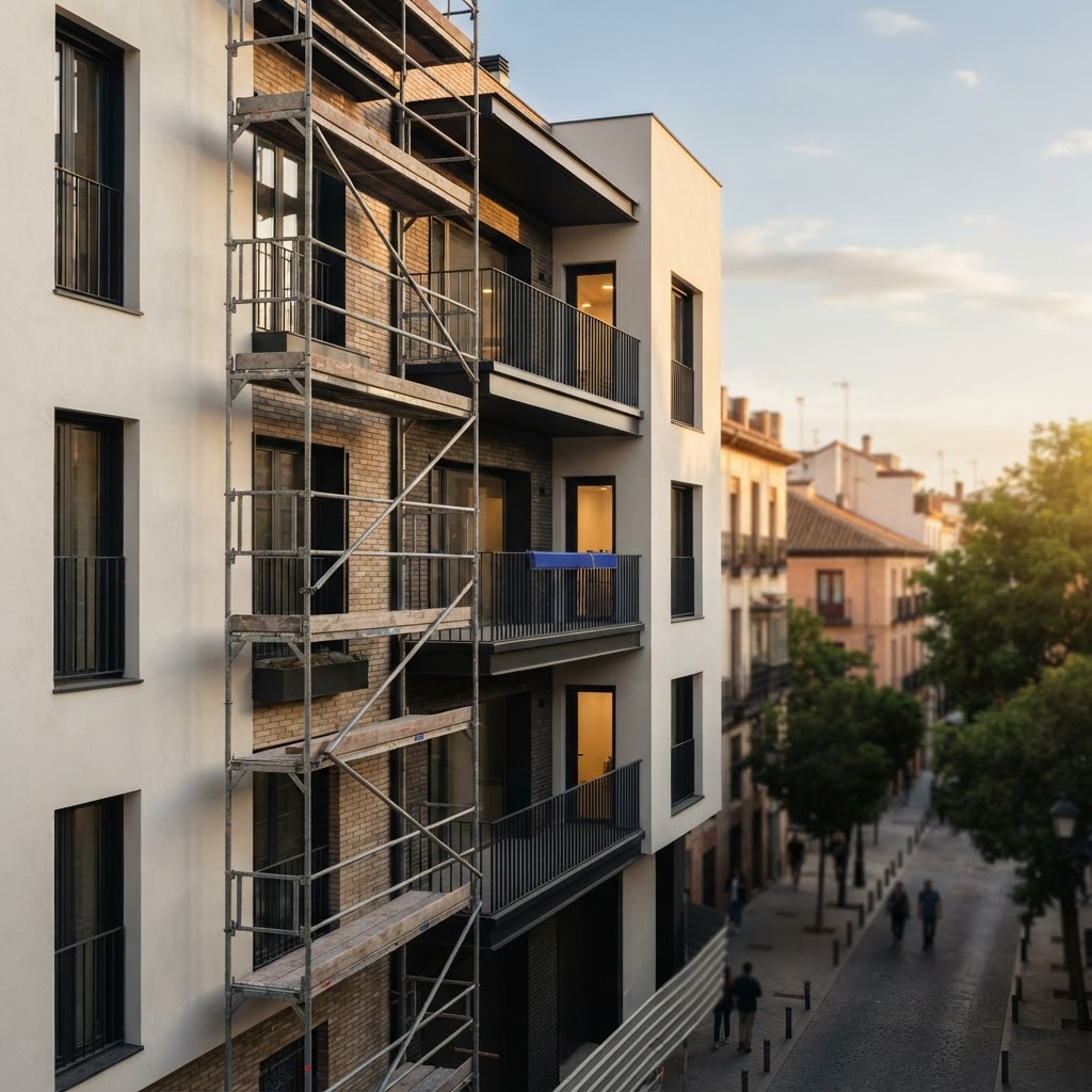 Fotografía de contexto: edificio residencial moderno en una ciudad española.