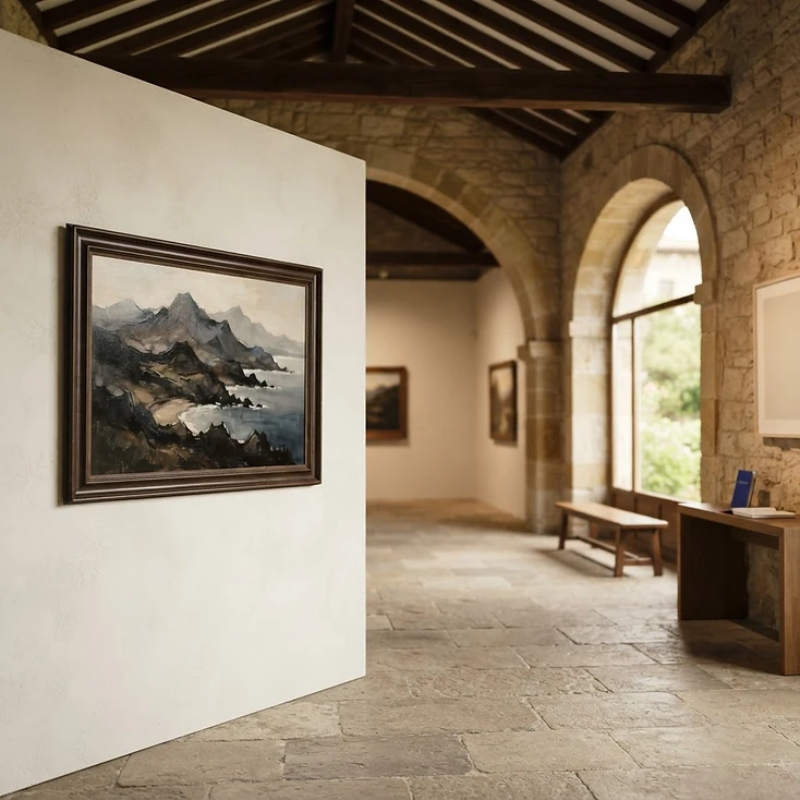 Fotografía de contexto: sala de exposición cultural en un edificio histórico.