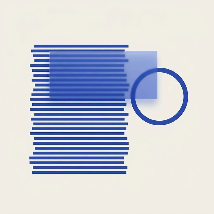 Ilustración abstracta de un conjunto de registros contables revisados por una capa geométrica independiente superpuesta.