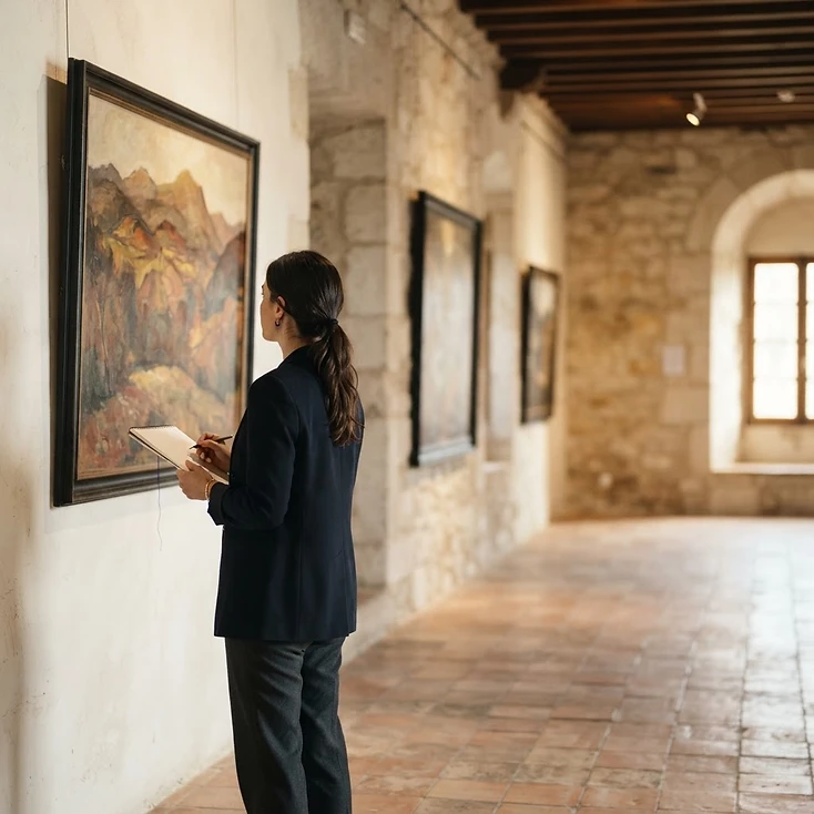 Fotografía de contexto: sala de exposición cultural en un edificio histórico.