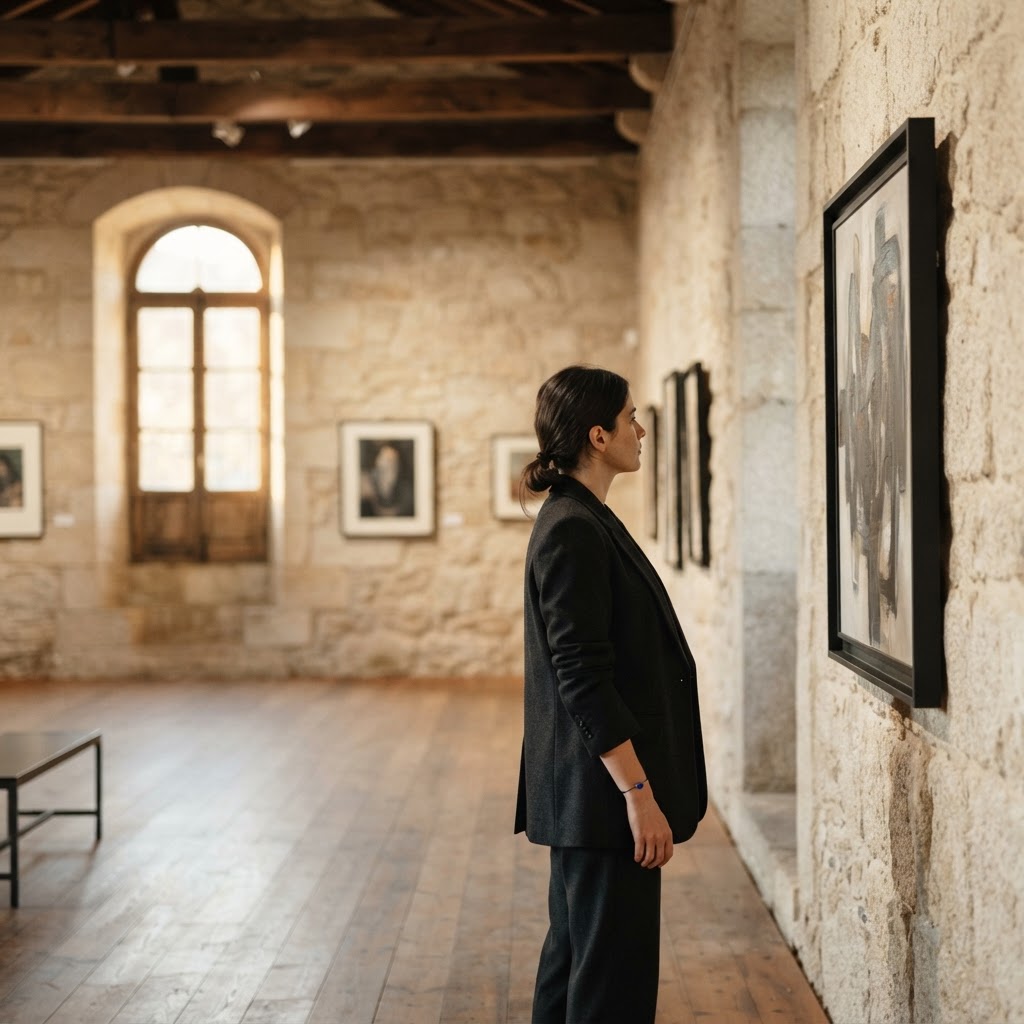 Fotografía de contexto: sala de exposición cultural en un edificio histórico.