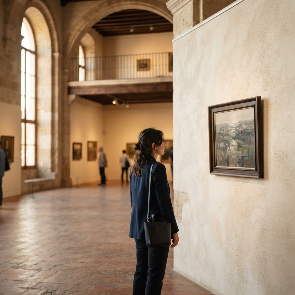 Fotografía de contexto: sala de exposición cultural en un edificio histórico.