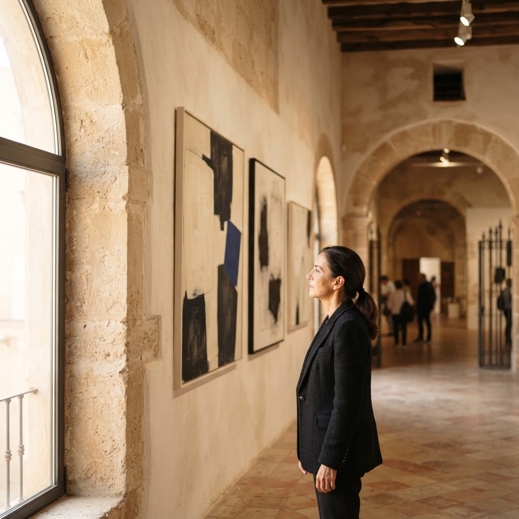 Fotografía de contexto: sala de exposición cultural en un edificio histórico.