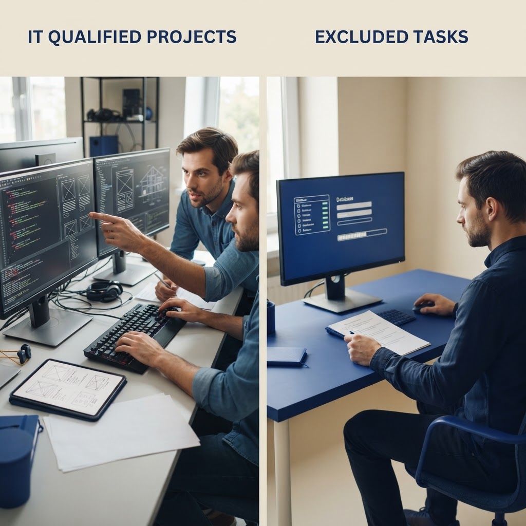 Diagrama que separa proyectos de software que califican como innovación tecnológica (12%) de los excluidos por rutinarios